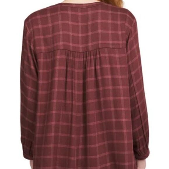 WRANGLER Ladies Brown Rust Plaid Blouse Sz L (12-14) Popover Tunic Shirt Top NWT - Picture 3 of 13